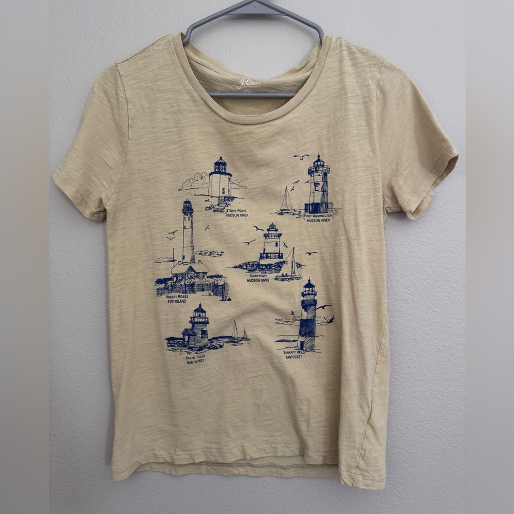 J. Crew Tan Coastal Lighthouse Graphic Women's Tee